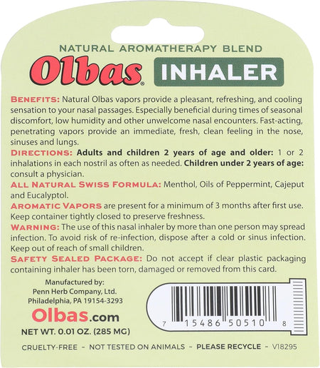 Back Label Olbas Inhaler Pocket Size | Healthway