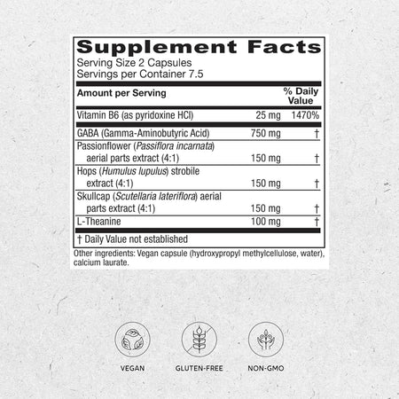 Supplement Facts Vitanica GABA Ease 15cp | Healthway