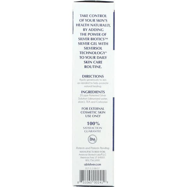 Side Label AB Labs SilverBiotics Gel 1.5oz | Healthway