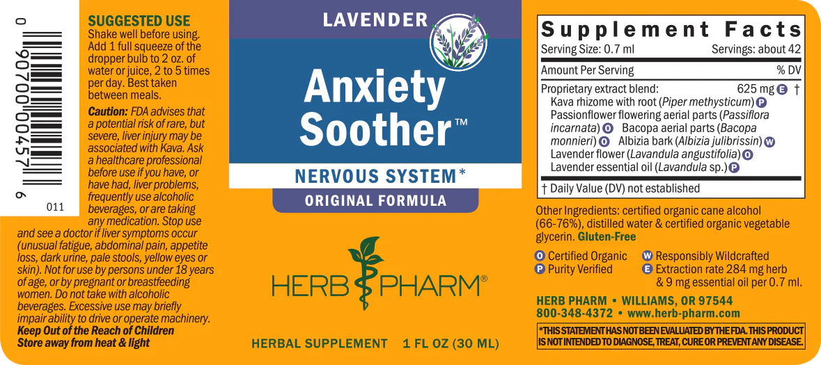 Herb Pharm Anxiety Soother Lav 1oz