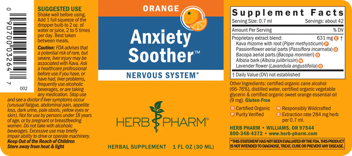 Herb Pharm Anxiety Soother Orange 1oz