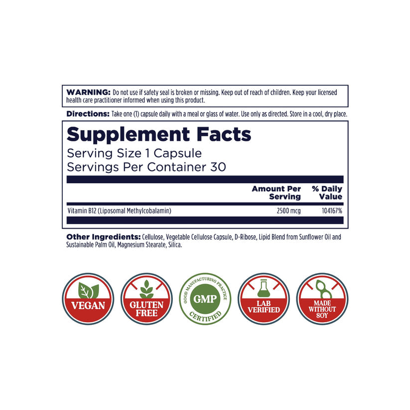 Kal B-12 Liposomal 2500mcg 30cp-[HealthWay]