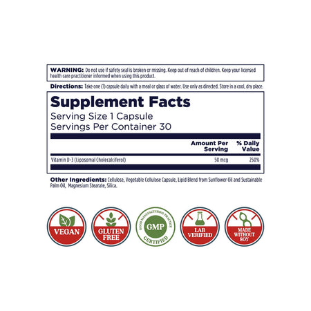 Kal D-3 Liposomal 50mcg 30cp-[HealthWay]