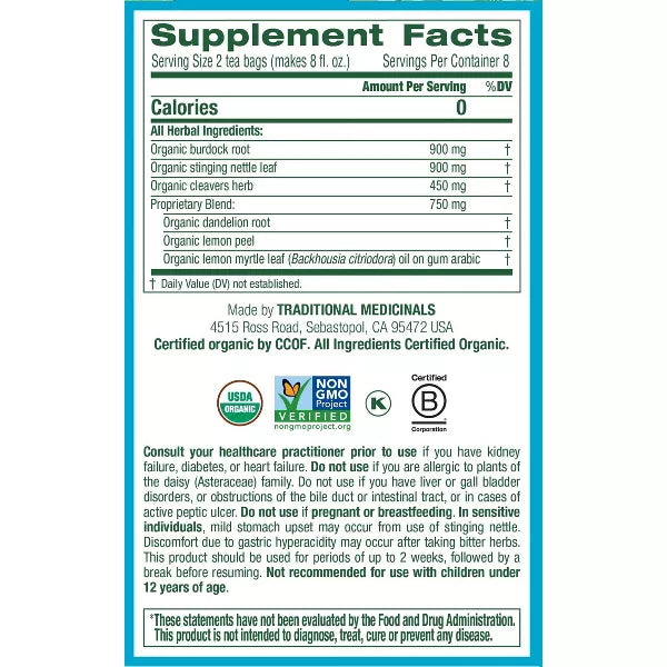 Traditional Medicinals EveryDay Detox Tea Lemon 16bg