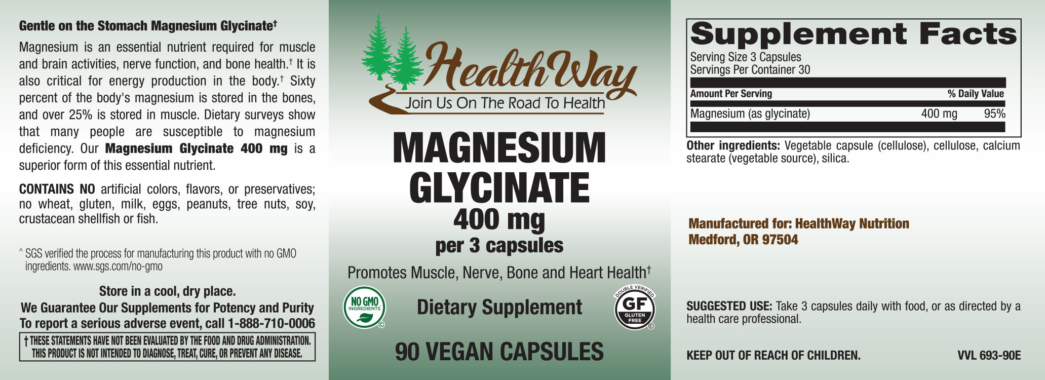 HealthWay Mag Glycinate 400mg 90cp