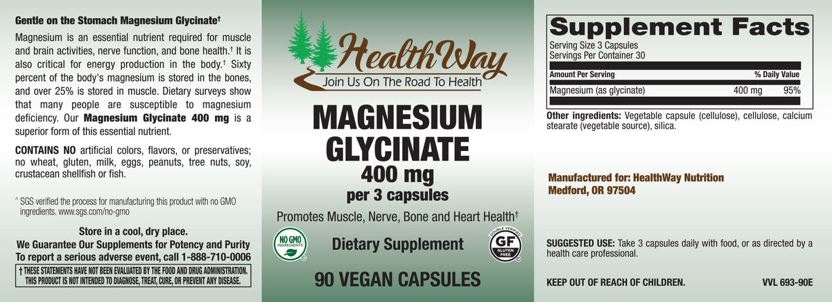 HealthWay Mag Glycinate 400mg 90cp-[HealthWay]
