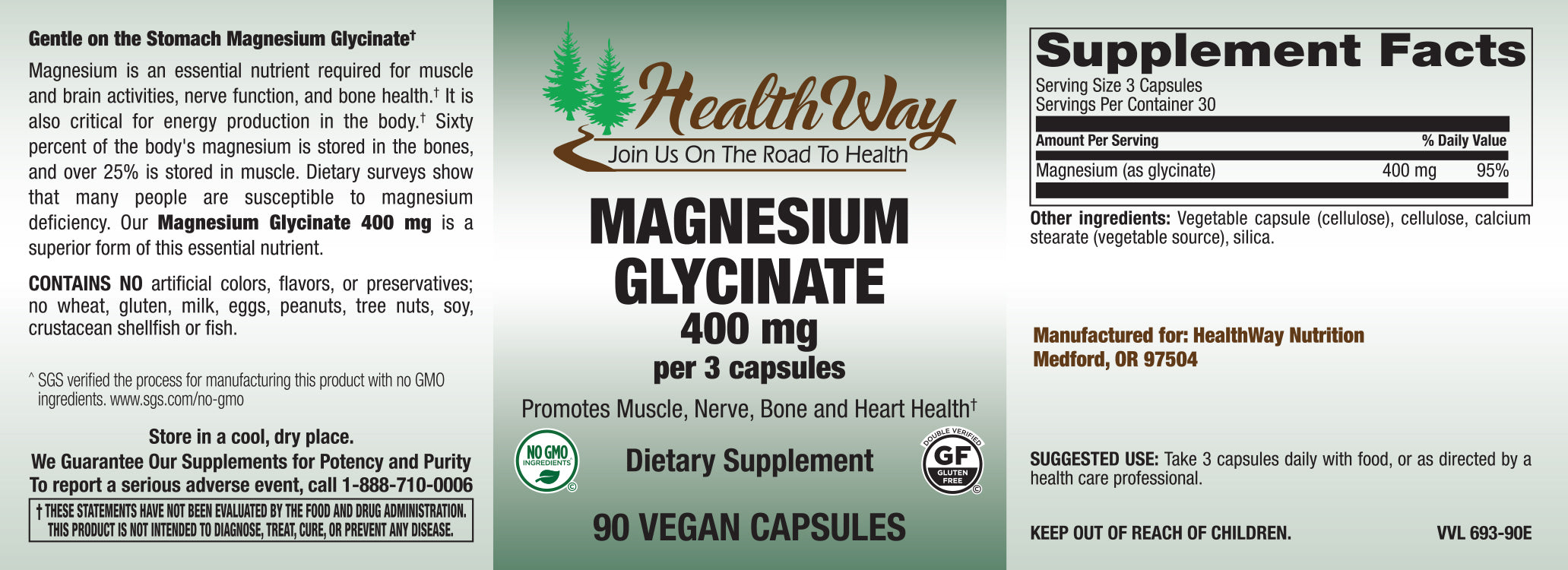 HealthWay Mag Glycinate 400mg 90cp-[HealthWay]