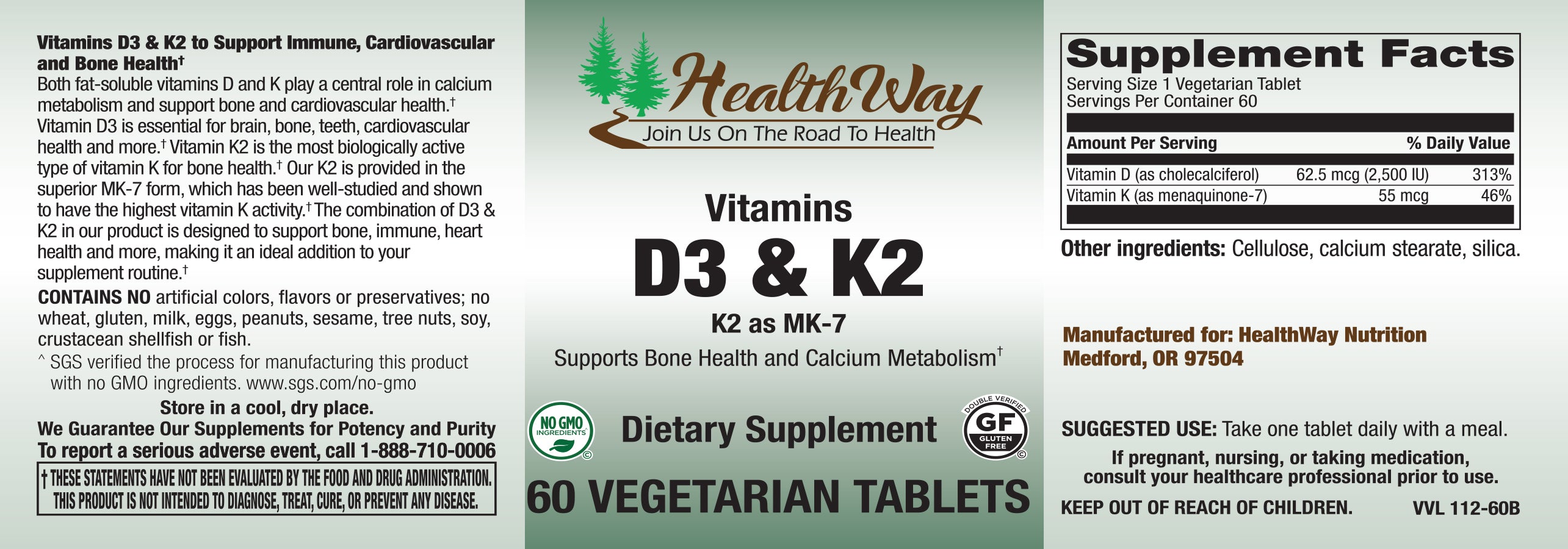 HealthWay D3 K2 (MK-7) 60cp