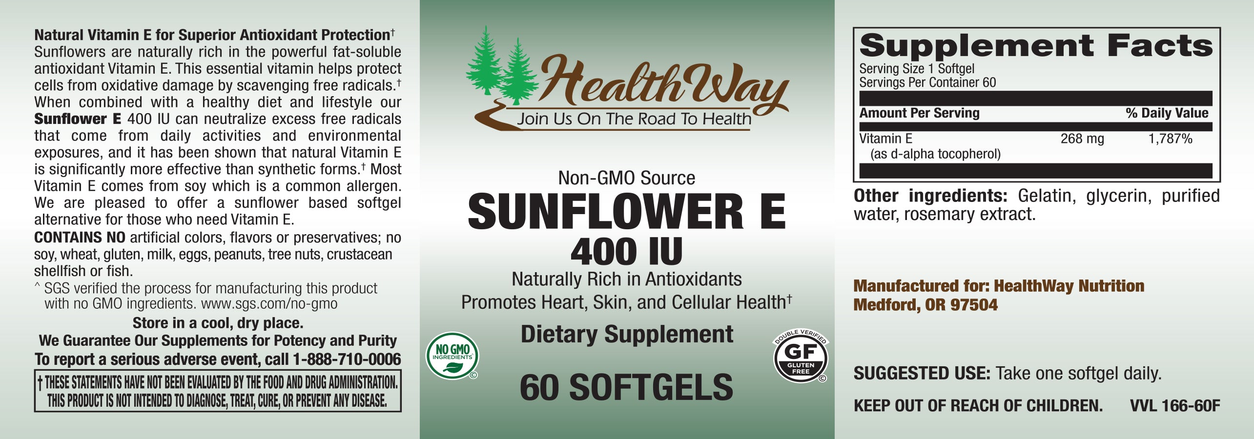 HealthWay Sunflower E 400IU 60sg