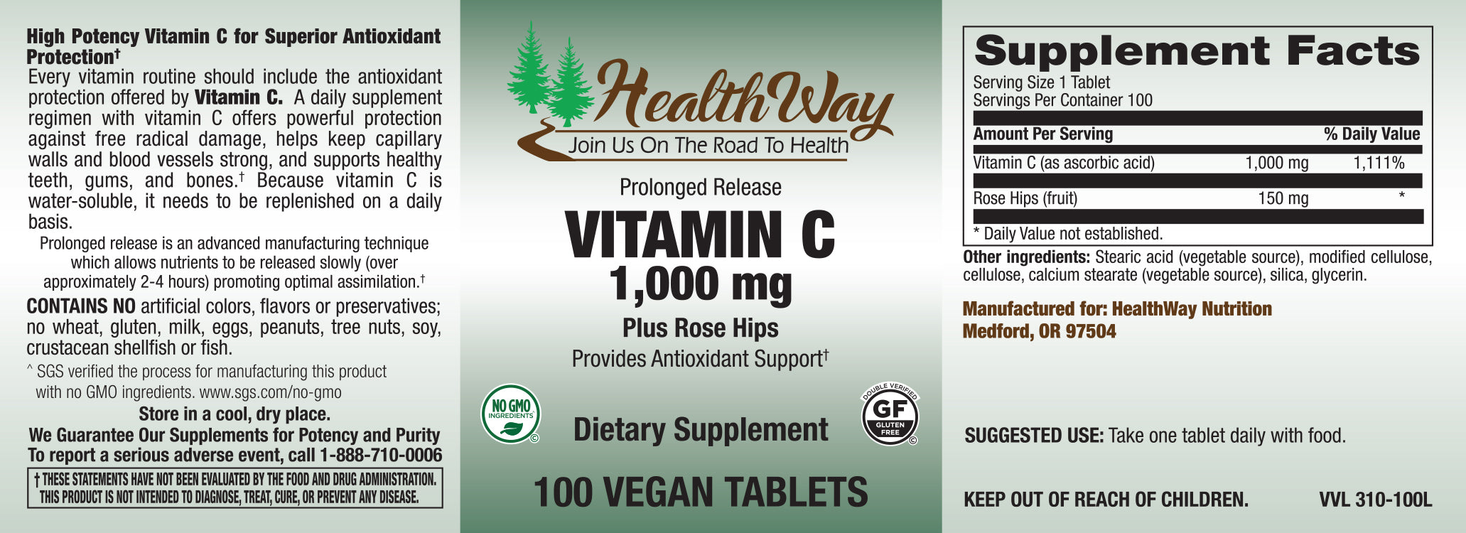 HealthWay Vit C 1000mg PR 100tb