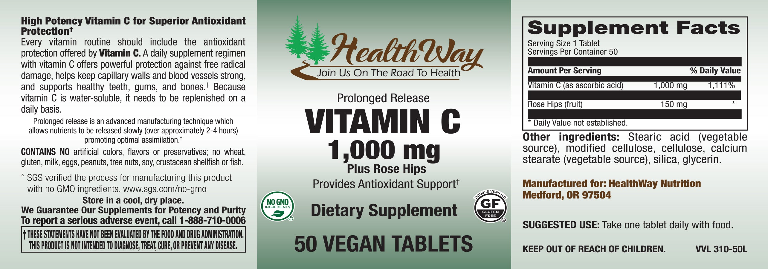 HealthWay Vit C 1000mg PR 50tb