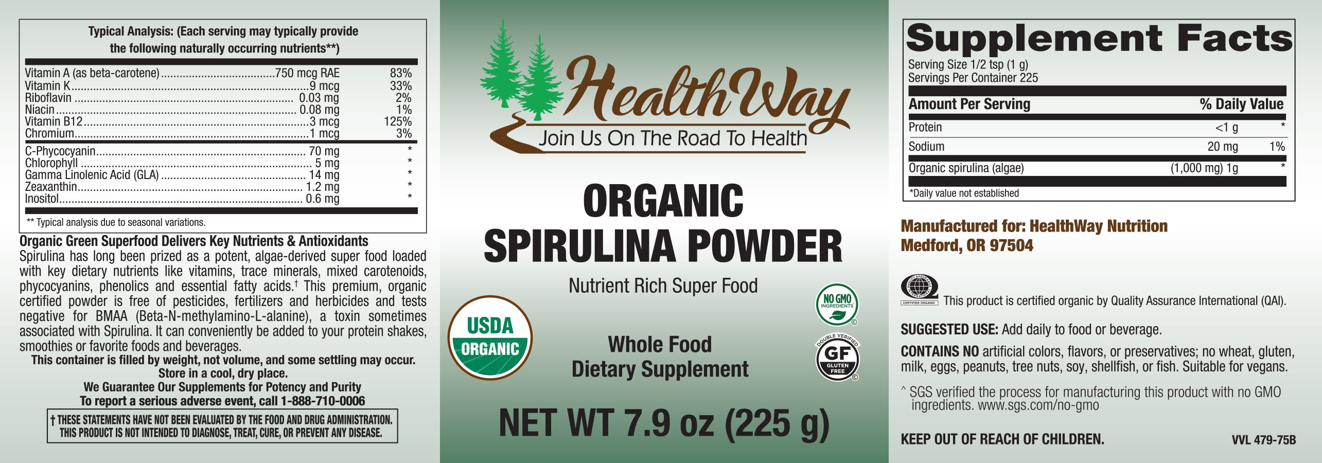 Healthway Spirulina Powder OG 7.9oz