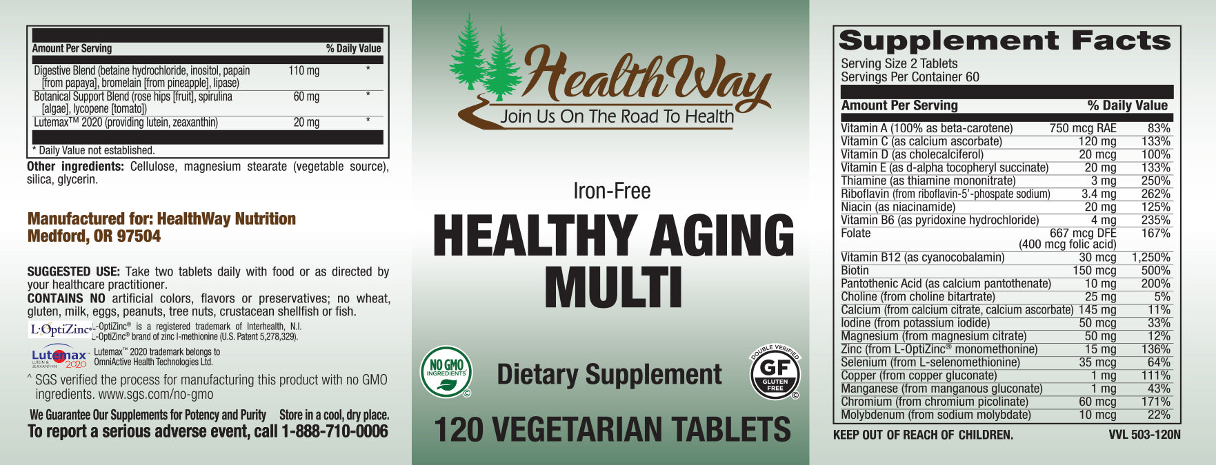 HealthWay Healthy Aging Multi Iron Free 120tb