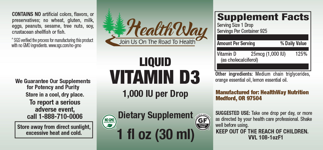 HealthWay Vit D 1000iu 1oz