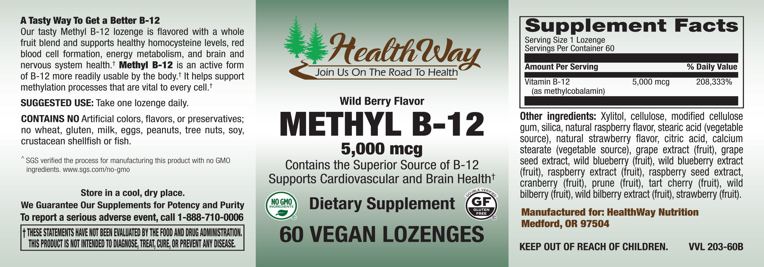 HealthWay Methyl B12 5000mcg 60lz
