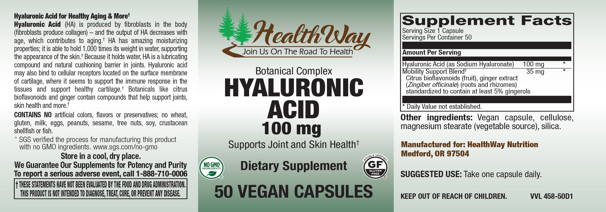 HealthWay Hyaluronic Acid 100mg 50vc