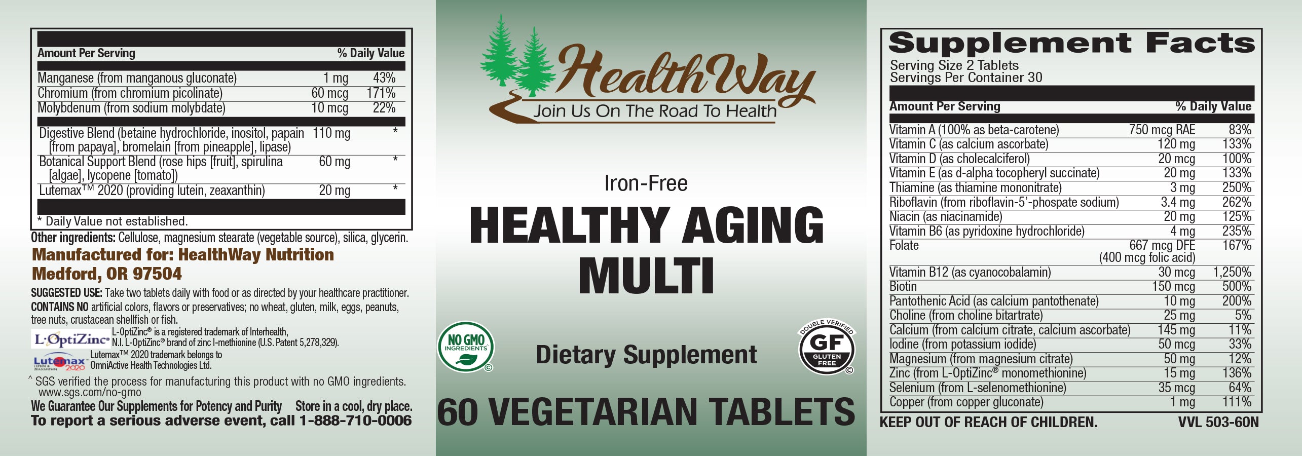 HealthWay Healthy Aging Multi Iron Free 60tb