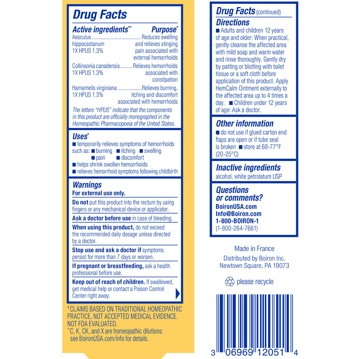 Boiron HemCalm Ointment 1oz-[HealthWay]