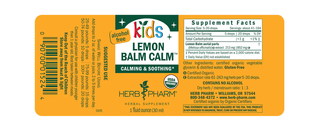 Herb Pharm Kids Lemon Balm Calm 1z-[HealthWay]