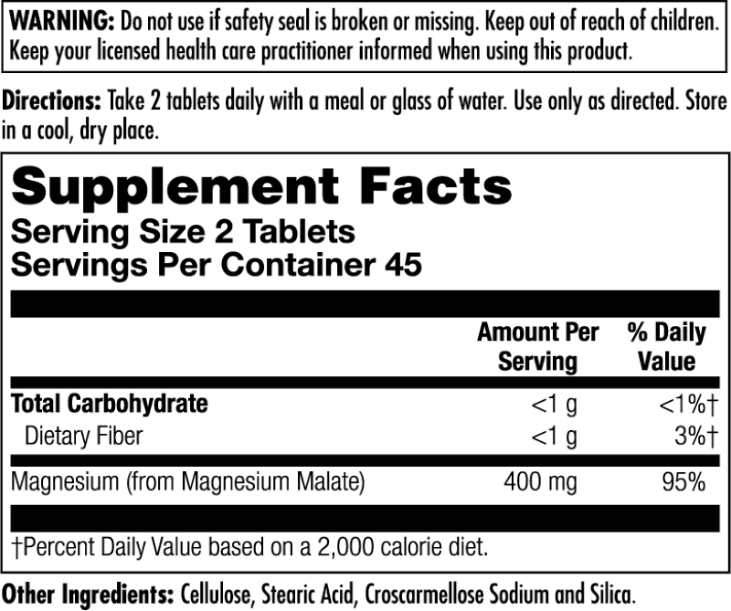 Kal Magnesium Malate 400mg 90t-[HealthWay]