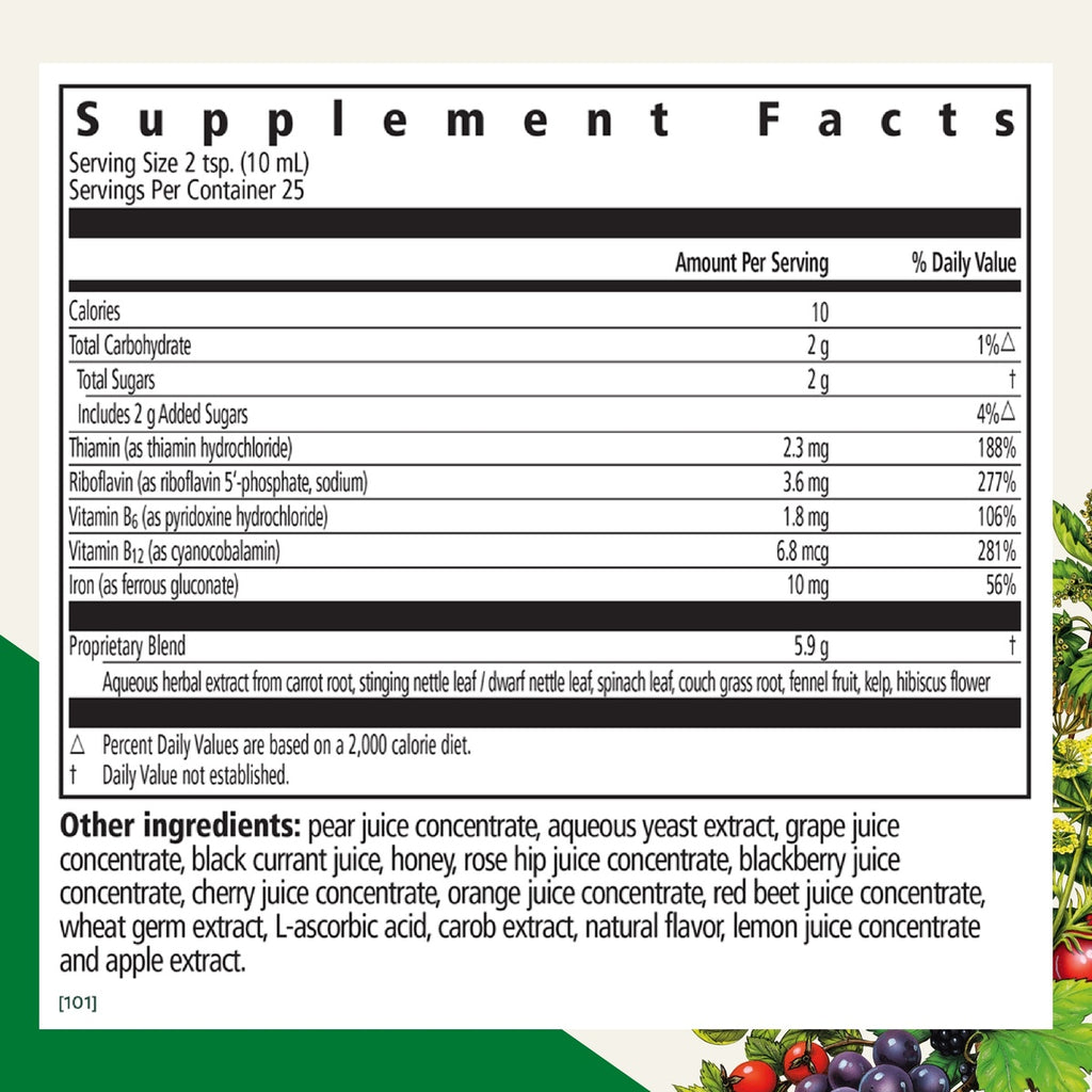 Supplement Facts Floradix Iron Herbs 8.5oz | Healthway