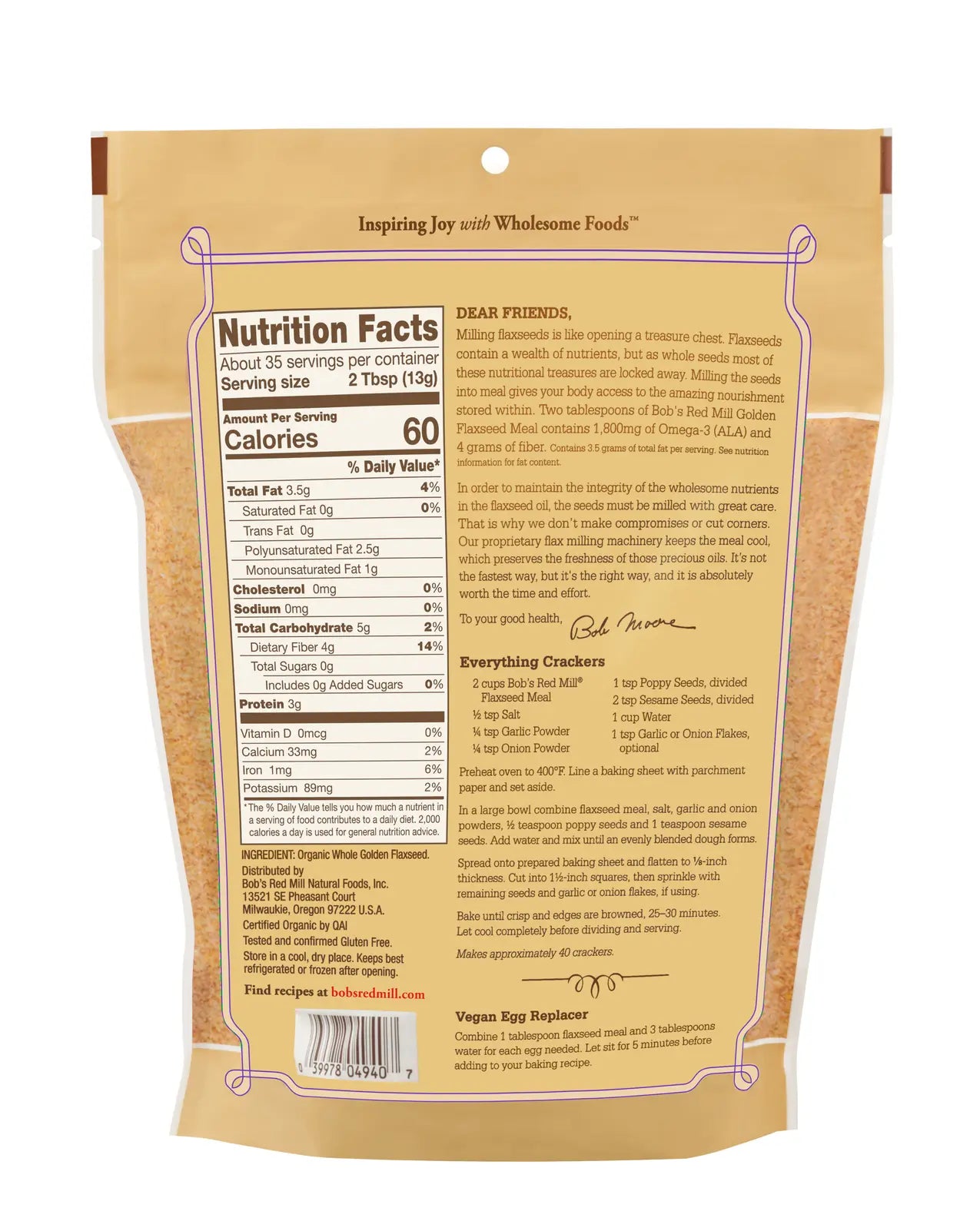 Bobs Red Mill Flax Meal Organic 16oz