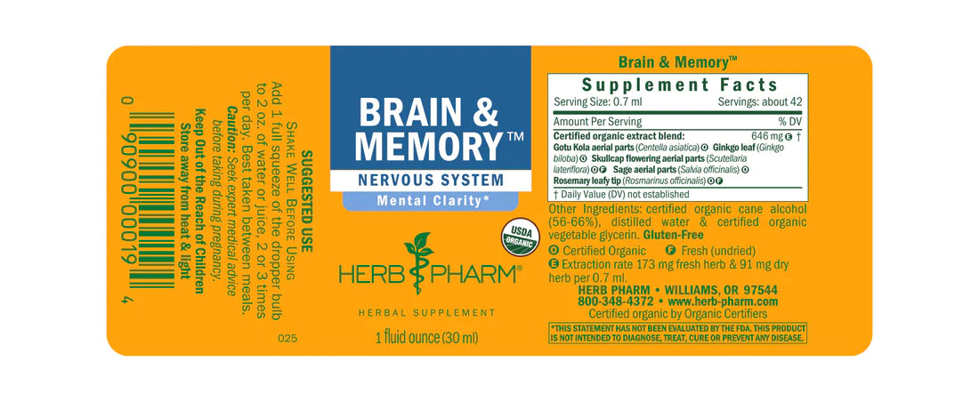 Herb Pharm Brain&amp;Memory Tonic 1oz