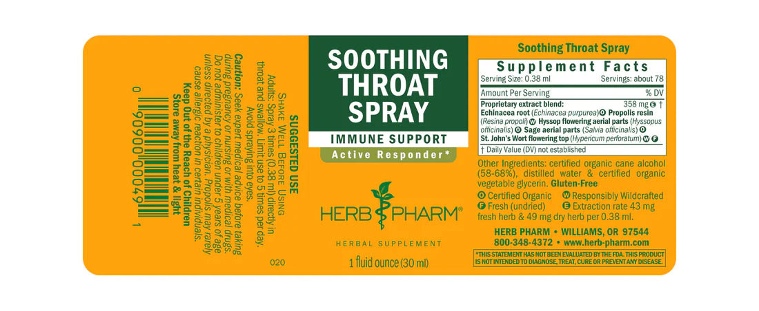 Herb Pharm Soothing Throat Spray 1oz-[HealthWay]