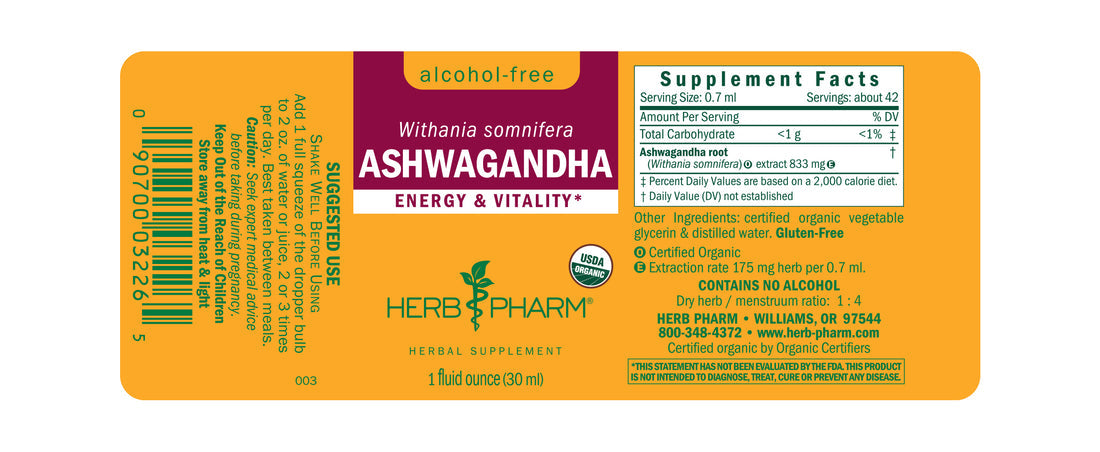Herb Pharm Ashwaganda Glycerite 1oz-[HealthWay]