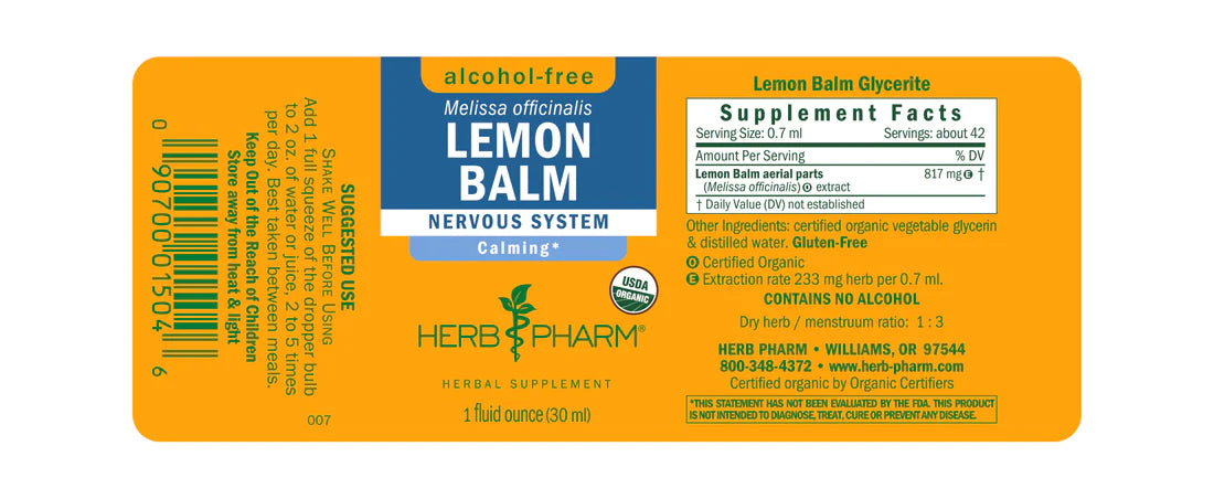 Herb Pharm Lemon Balm AF Glyc 1oz-[HealthWay]