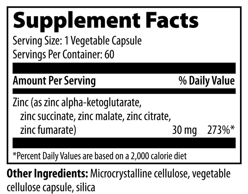 Vibrant Health Krebs Zinc 30mg 60cp