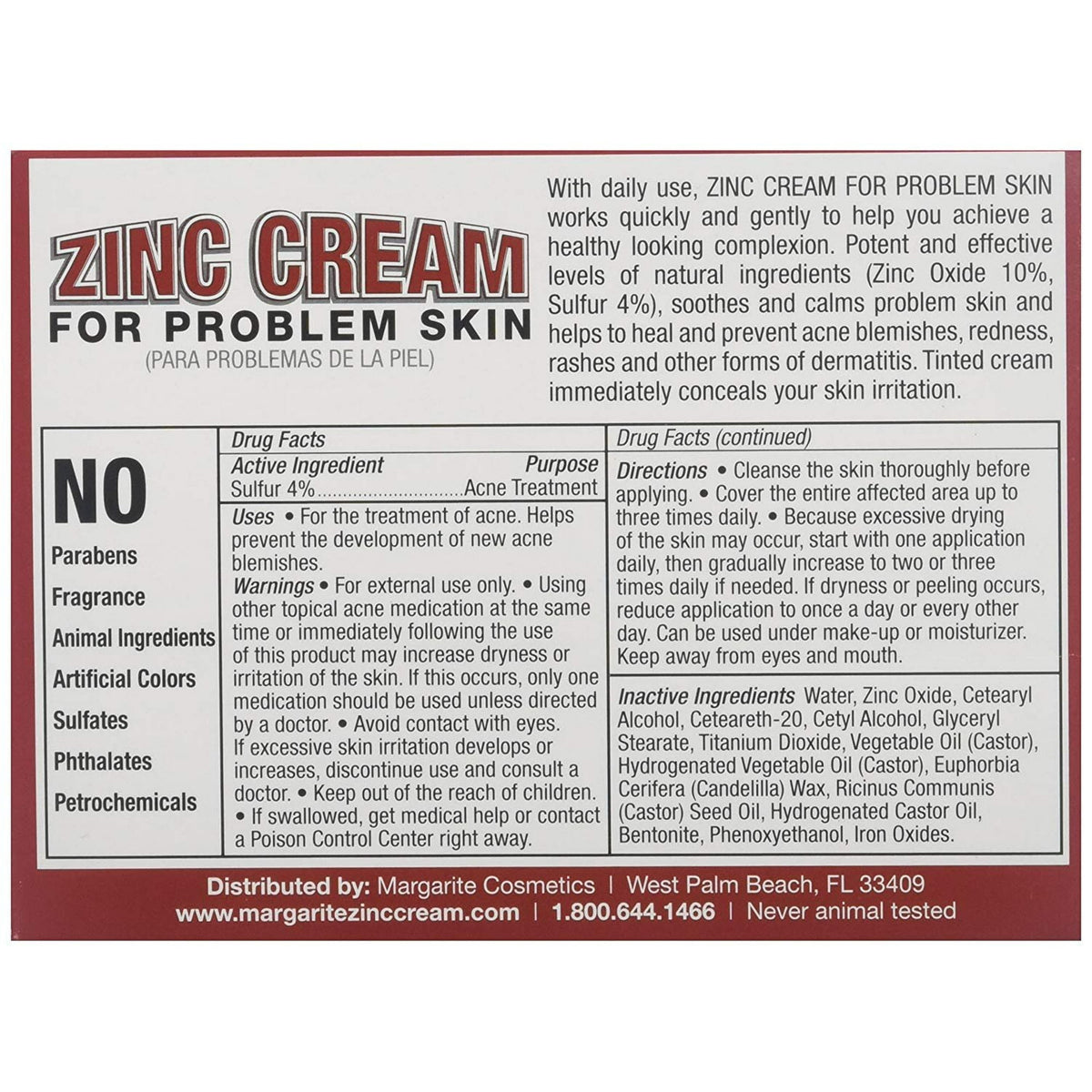 Suggested Use Margarite Zinc Cream 1oz | Healthway