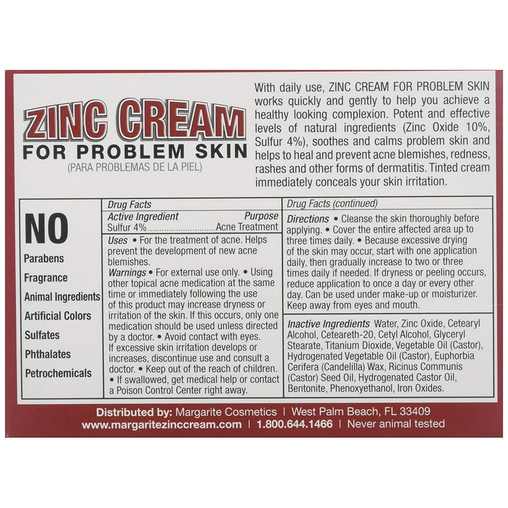 Suggested Use Margarite Zinc Cream 1oz | Healthway