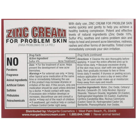 Suggested Use Margarite Zinc Cream 1oz | Healthway