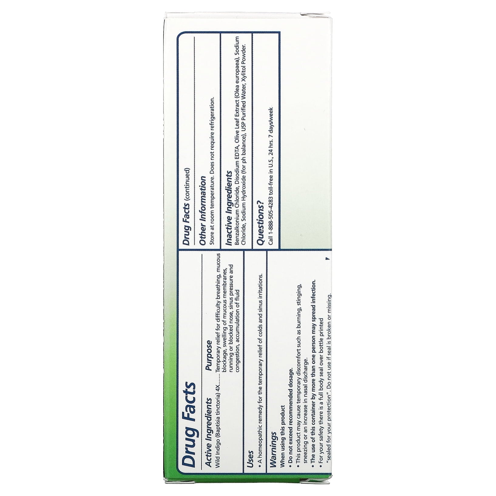 Supplement Facts Seagate Olive Nasal Spray 1oz | Healthway