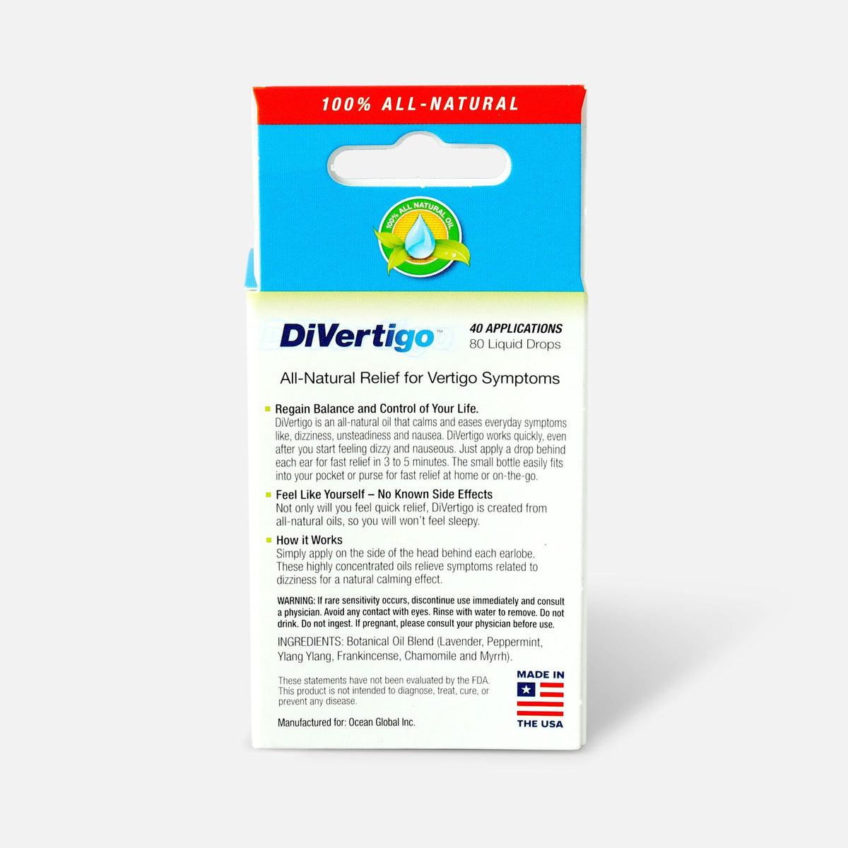 Back Label DiVertigo Oil 5ml  | Healthway