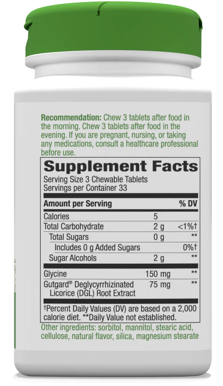 Natures Way DGL Sugar Free 100ch-[HealthWay]