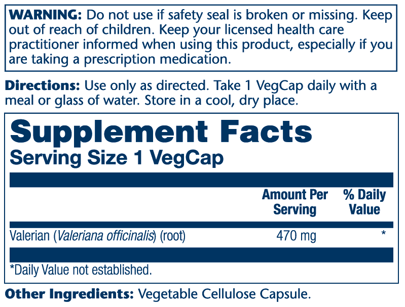 Solaray Valerian Root 470mg 180cp-[HealthWay]