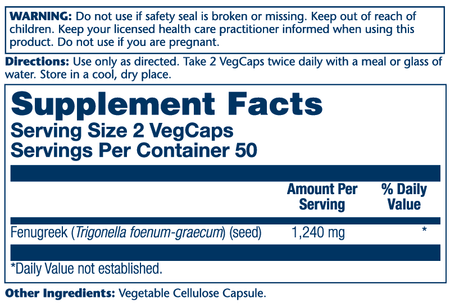 Solaray Fenugreek 620mg 100cp-[HealthWay]