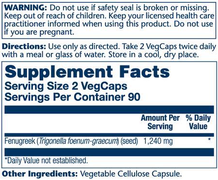 Solaray Fenugreek 620mg 180cp-[HealthWay]