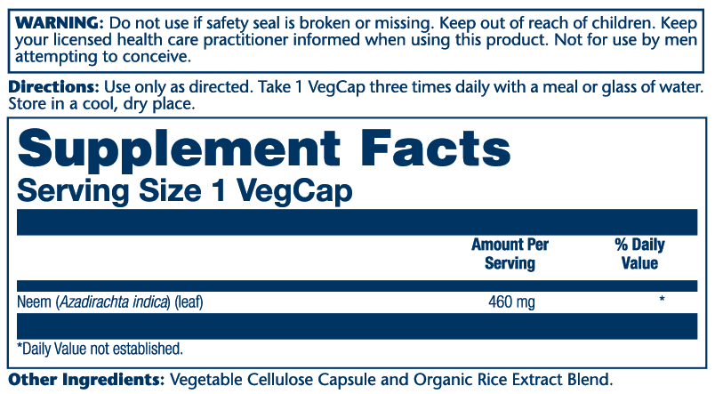 Solaray Neem 475mg 100cp-[HealthWay]