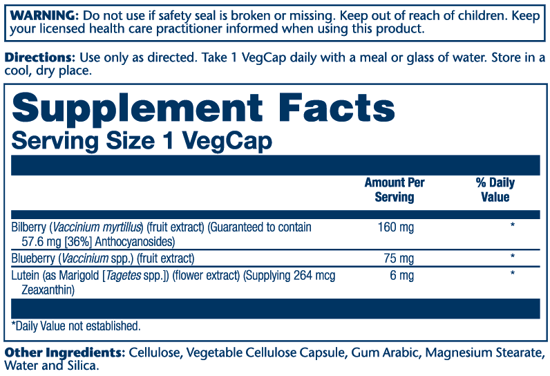 Solaray Bilberry & Lutein 1 Daily 30cp-[HealthWay]