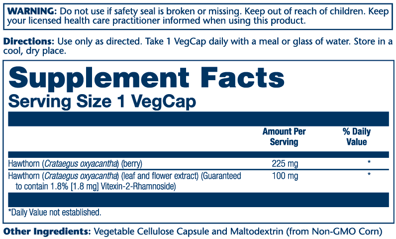Solaray Hawthorn Ext 100mg 60cp-[HealthWay]