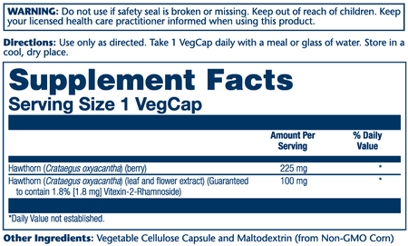 Solaray Hawthorn Ext 100mg 60cp-[HealthWay]