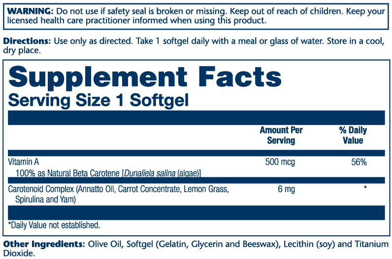 Solaray Food Carotene 10,000iu 100sg-[HealthWay]