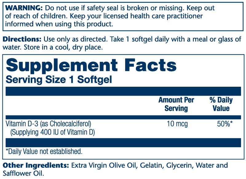 Solaray Vit D 400IU 120sg-[HealthWay]