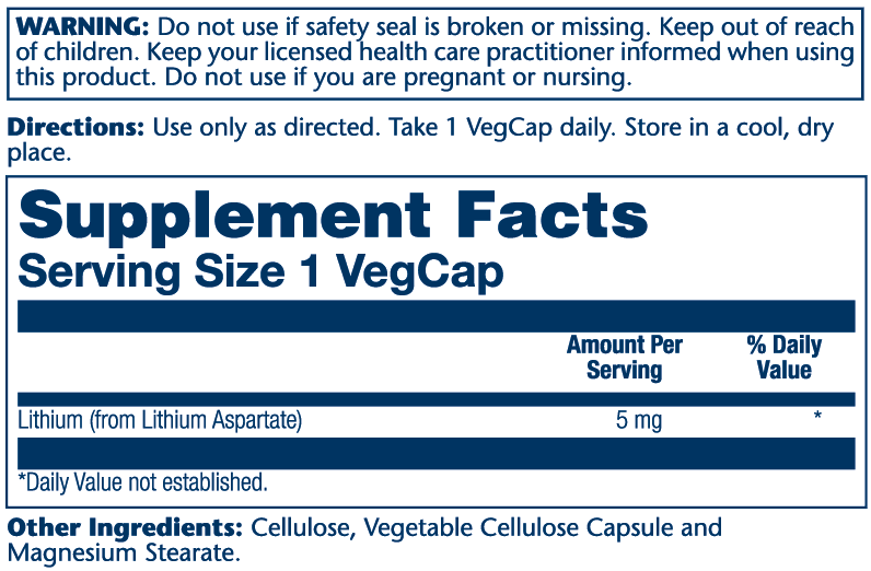 Solaray Lithium Aspartate 5mg-[HealthWay]
