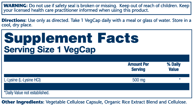 Supplements - Solaray L-Lysine 500mg 120cp