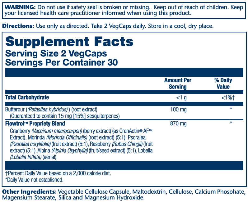 Solaray Continence w/Flowtrol 60cp-[HealthWay]