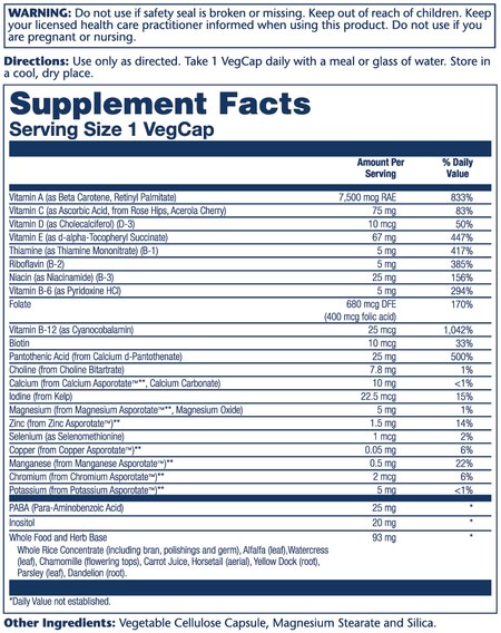 Solaray One Daily Iron Free TR 120cp-[HealthWay]